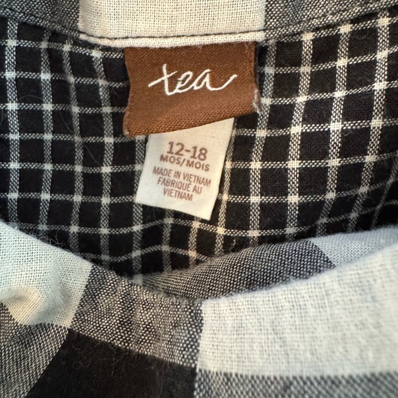 TEA Buffalo Plaid Black and White Kids Dress 12-18 months - Picture 3 of 5